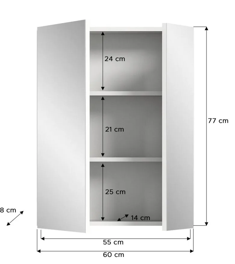 Spiegelschrank VIRA weiß B/H/T: ca. 60x77x18 cm