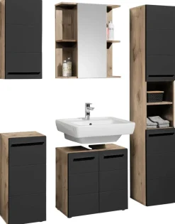 Spiegelschrank Vista Oak Eiche Viking Nachbildung schwarz matt B/H/T: ca. 60x71x20 cm