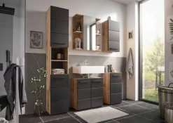 Spiegelschrank Vista Oak Eiche Viking Nachbildung schwarz matt B/H/T: ca. 60x71x20 cm