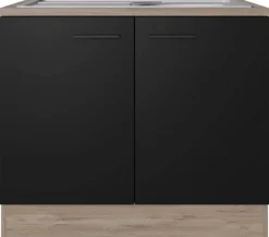 Spülenschrank Capri schwarz matt B/H/T: ca. 100x85x60 cm