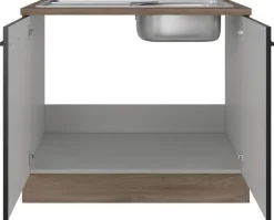 Spülenschrank Capri schwarz matt B/H/T: ca. 100x85x60 cm