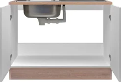 Spülenschrank Samoa weiß Eiche Nachbildung B/H/T: ca. 100x85x60 cm