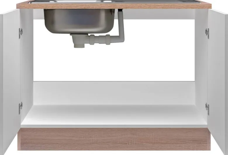 Spülenschrank Samoa weiß Eiche Nachbildung B/H/T: ca. 100x85x60 cm