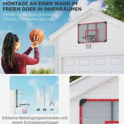 SPORTNOW Basketballkorb rot Kunststoff B/H/L: ca. 61x73x113 cm