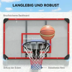 SPORTNOW Basketballkorb rot Kunststoff B/H/L: ca. 61x73x113 cm