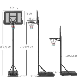 SPORTNOW Basketballkorb schwarz B/H/L: ca. 60x90x370 cm