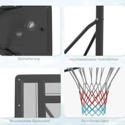 SPORTNOW Basketballkorb schwarz B/H/L: ca. 60x90x370 cm