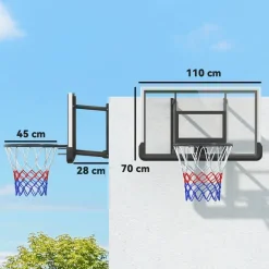 SPORTNOW Basketballkorb schwarz B/H/L: ca. 28x70x110 cm