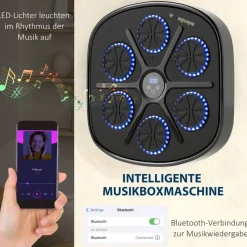 SPORTNOW Boxmaschine + Musik schwarz Kunstleder B/H/L: ca. 44,6x7,5x41,8 cm