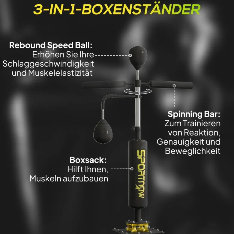 SPORTNOW Boxsack schwarz Kunstleder B/H/L: ca. 36x205x107 cm