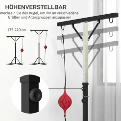 SPORTNOW Boxsackständer schwarz Stahl B/H/L: ca. 145x220x160 cm