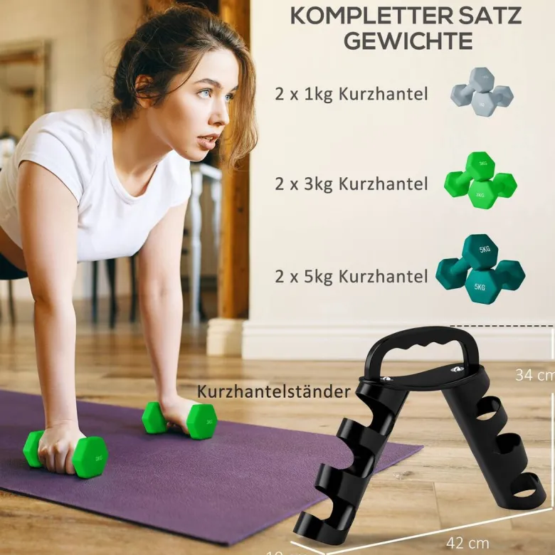 SPORTNOW Hantelset mehrfarbig Kunststoff B/H/L: ca. 10x30x42 cm