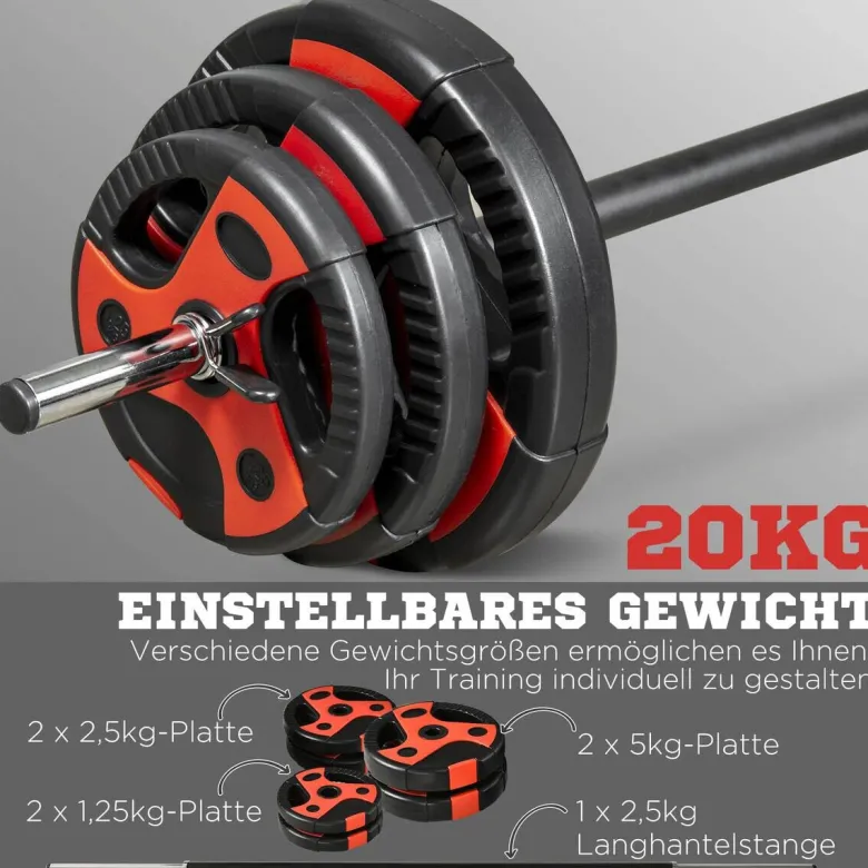 SPORTNOW Hantel-Set rot Kunststoff B/H/L: ca. 17x140x17 cm