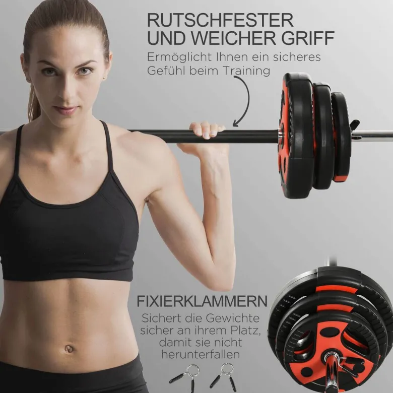 SPORTNOW Hantel-Set rot Kunststoff B/H/L: ca. 17x140x17 cm