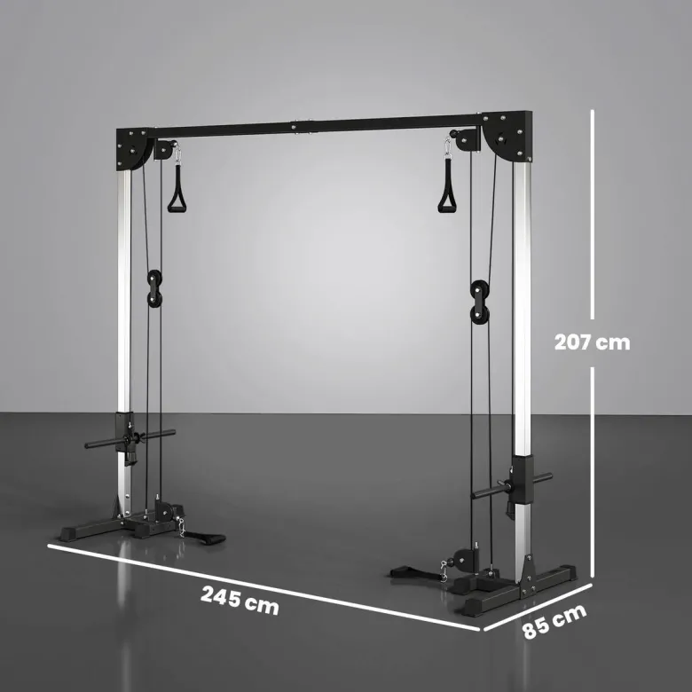 SPORTNOW Kabelzugstation schwarz Stahl B/H/L: ca. 85x207x245 cm