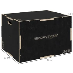 SPORTNOW Sprungbox schwarz Buche B/H/L: ca. 61x51x76 cm