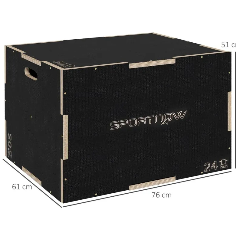 SPORTNOW Sprungbox schwarz Buche B/H/L: ca. 61x51x76 cm