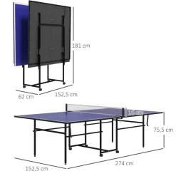 SPORTNOW Tischtennisplatte blau B/H/L: ca. 152,5x274x75,5 cm