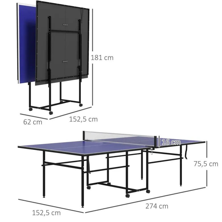 SPORTNOW Tischtennisplatte blau B/H/L: ca. 152,5x274x75,5 cm