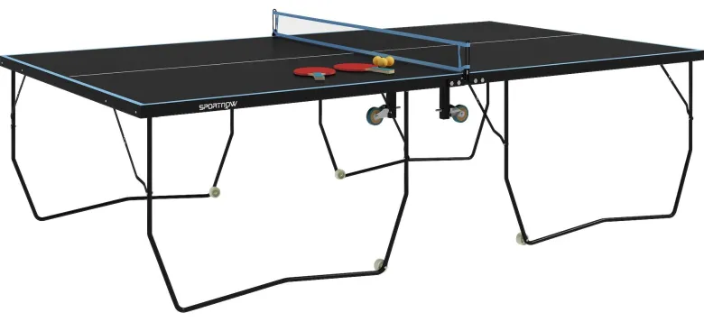 SPORTNOW Tischtennisplatte schwarz Stahl B/H/L: ca. 152,5x76x274 cm