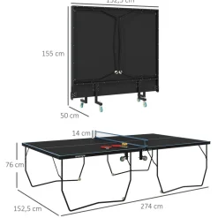 SPORTNOW Tischtennisplatte schwarz Stahl B/H/L: ca. 152,5x76x274 cm