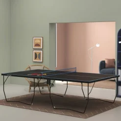 SPORTNOW Tischtennisplatte schwarz Stahl B/H/L: ca. 152,5x76x274 cm