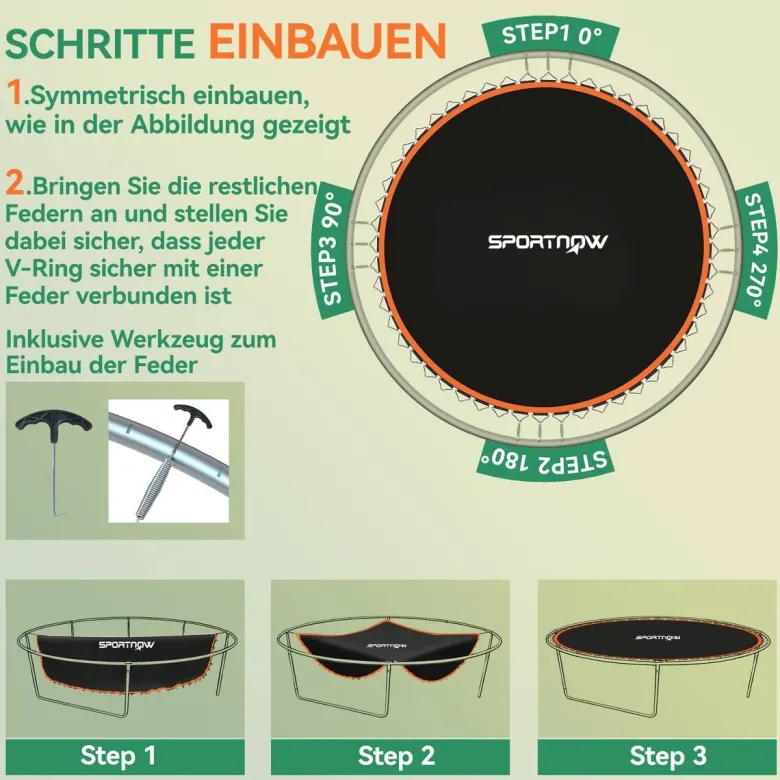 SPORTNOW Trampolin-Sprungtuch orange B/H/L: ca. 323x1x323 cm
