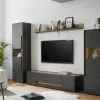 Standvitrine City Eiche Wotan Nachbildung anthrazit B/H/T: ca. 50x197x40 cm