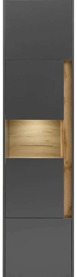 Standvitrine City Eiche Wotan Nachbildung anthrazit B/H/T: ca. 50x197x40 cm