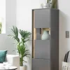 Standvitrine City Eiche Wotan Nachbildung anthrazit B/H/T: ca. 50x155x40 cm