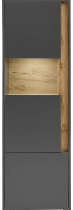 Standvitrine City Eiche Wotan Nachbildung anthrazit B/H/T: ca. 50x155x40 cm