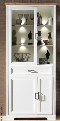 Standvitrine Jasmin Eiche Sonoma Nachbildung Pinie Nachbildung B/H/T: ca. 93x204x42 cm