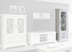 Standvitrine weiß Pinie Nachbildung B/H/T: ca. 78x210x48 cm