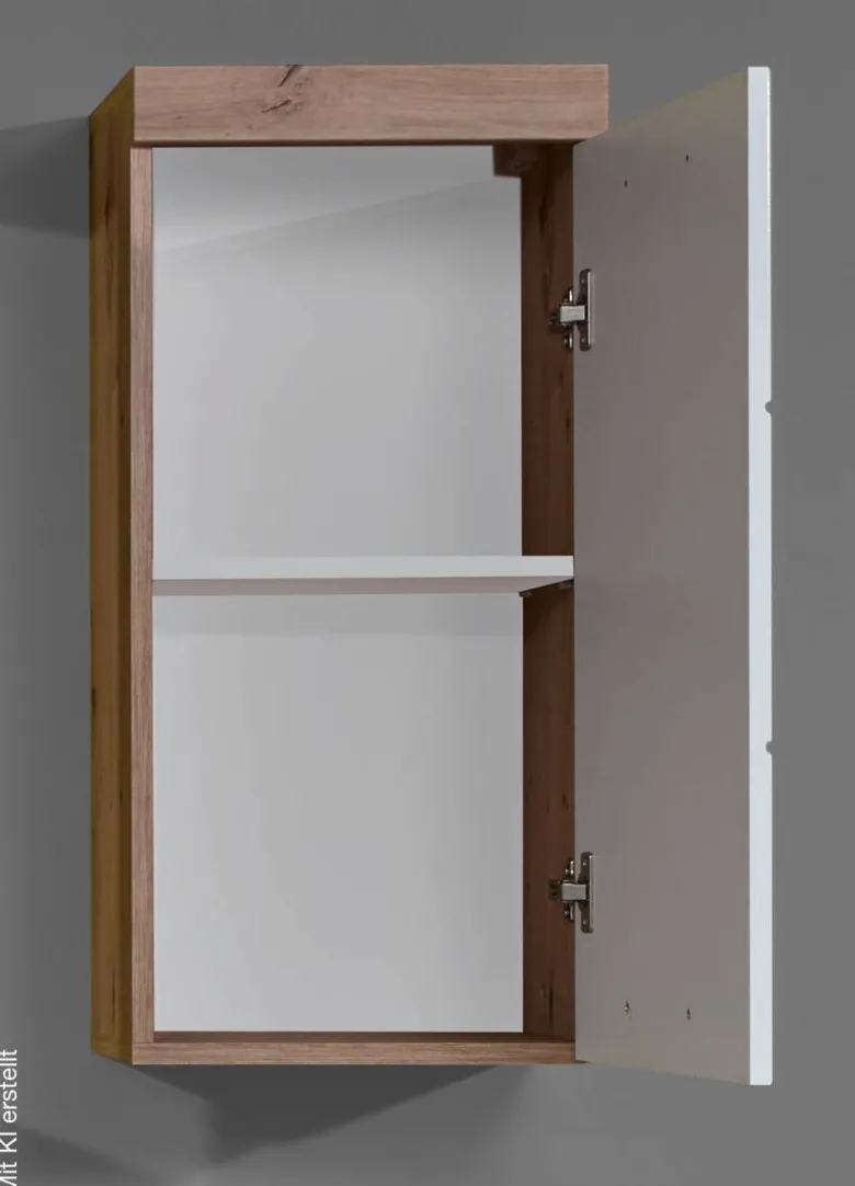 Stauraumelement Amanda weiß Hochglanz Asteiche Nachbildung B/H/T: ca. 37x77x23 cm