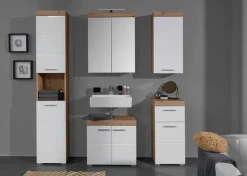 Stauraumelement Amanda weiß Hochglanz Asteiche Nachbildung B/H/T: ca. 37x77x23 cm