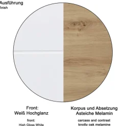 Stauraumelement Amanda weiß Hochglanz Asteiche Nachbildung B/H/T: ca. 37x77x23 cm