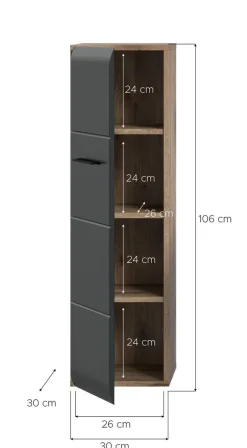 Stauraumelement Ice Nox Oak Nachbildung schwarz matt B/H/T: ca. 30x106x30 cm