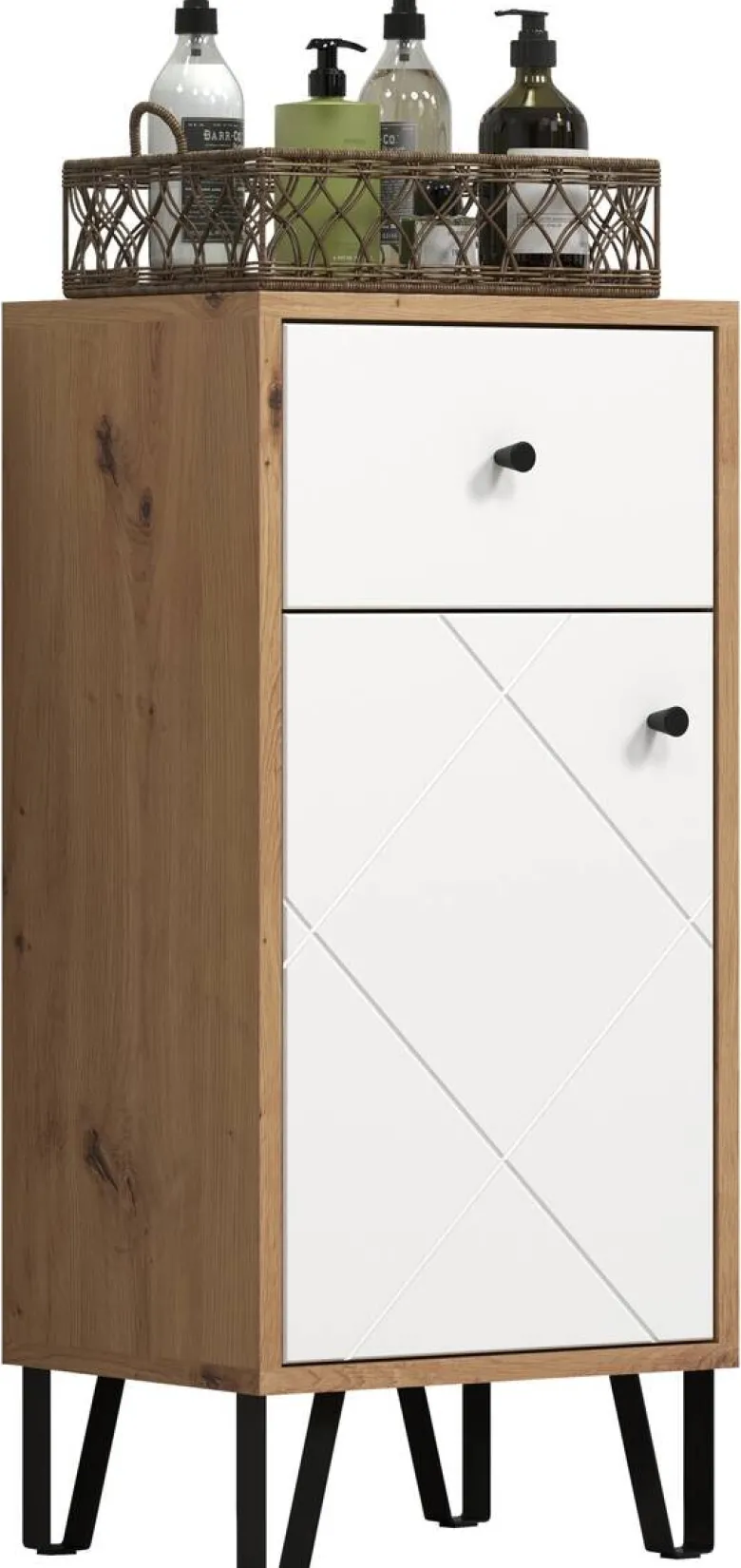 Stauraumelement Touch Eiche Artisan Nachbildung weiß matt B/H/T: ca. 36x79x29 cm