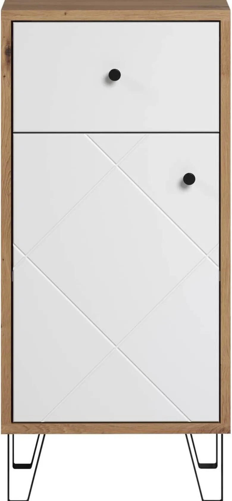 Stauraumelement Touch Eiche Artisan Nachbildung weiß matt B/H/T: ca. 36x79x29 cm