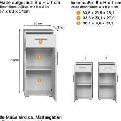 Stauraumelement Wons weiß Hochglanz weiß matt B/H/T: ca. 37x83x31 cm