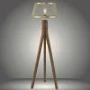 Stehlampe Frederik messing Holz B/H/L: ca. 46x145x46 cm E27 1 Brennstellen