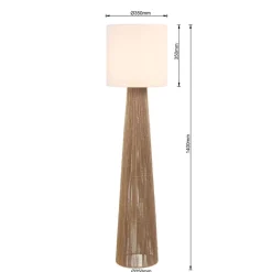 Stehlampe natur weiß Papier H/D: ca. 140x35 cm E27 1 Brennstellen