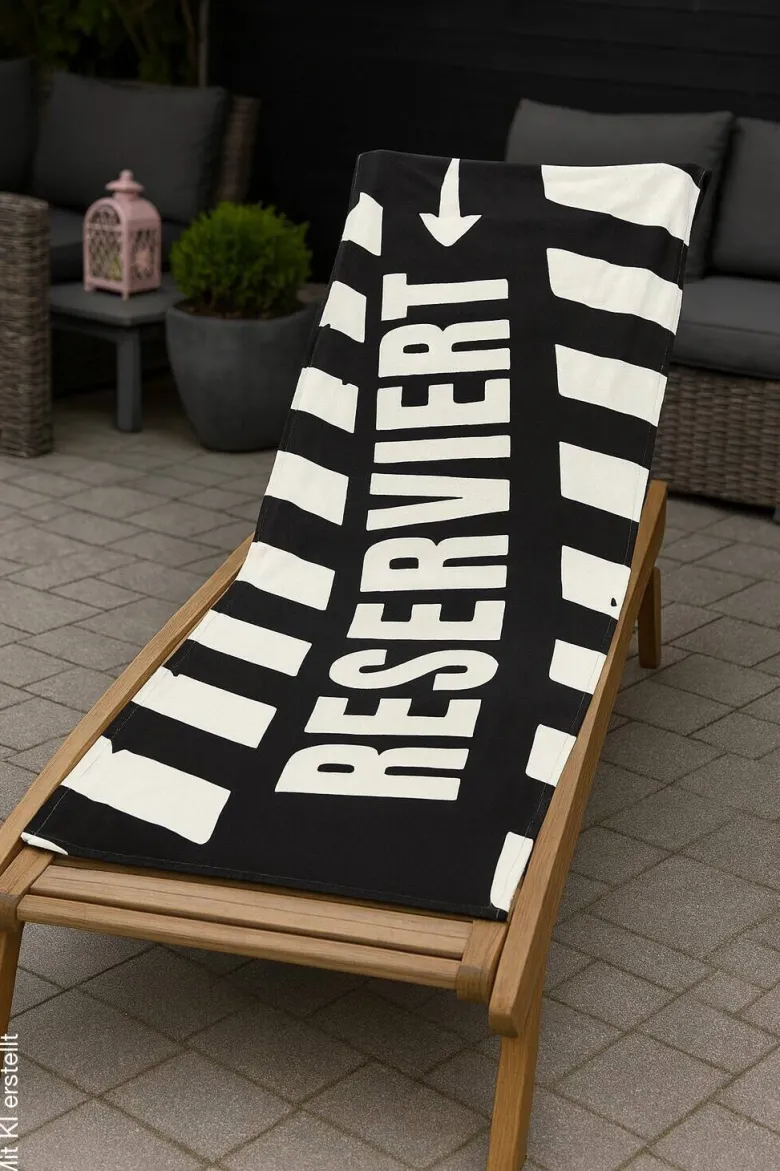 Strandtuch schwarz Polyester B/L: ca. 75x190 cm