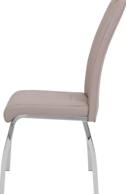 Stuhl Andrea 4er Set Cappuccino Chrom Kunstleder Metall B/H/T: ca. 43x100x64 cm