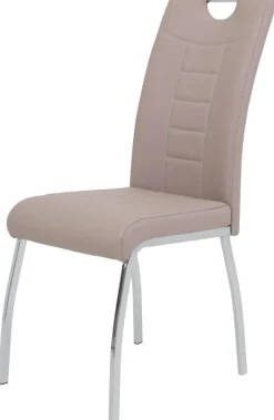 Stuhl Andrea 4er Set Cappuccino Chrom Kunstleder Metall B/H/T: ca. 43x100x64 cm