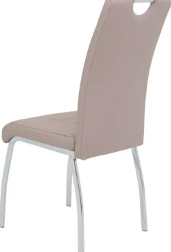 Stuhl Andrea 4er Set Cappuccino Chrom Kunstleder Metall B/H/T: ca. 43x100x64 cm