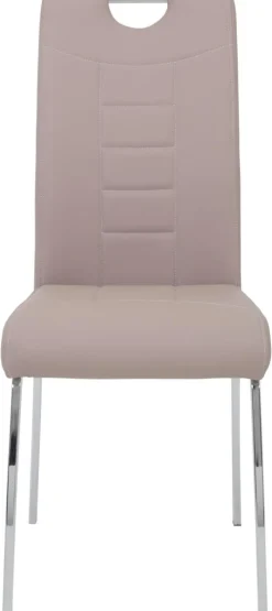 Stuhl Andrea 4er Set Cappuccino Chrom Kunstleder Metall B/H/T: ca. 43x100x64 cm