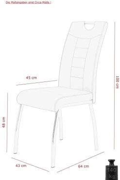 Stuhl Andrea 4er Set grau Kunstleder B/H/T: ca. 43x100x64 cm