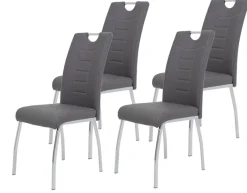 Stuhl Andrea 4er Set grau Kunstleder B/H/T: ca. 43x100x64 cm