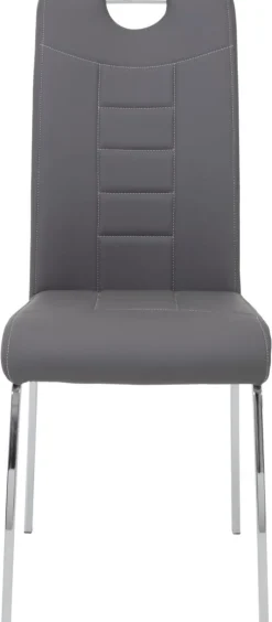 Stuhl Andrea 2er Set grau Kunstleder Metall B/H/T: ca. 43x100x64 cm